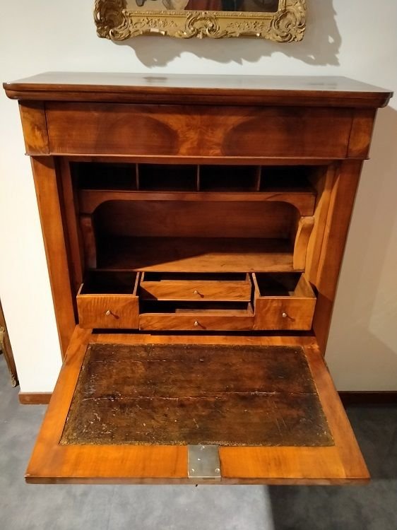 Secrétaire De Style Empire Français Du Milieu Des Années 1800 En Noyer-photo-2