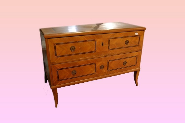 Austrian Chest Of Drawers From The Second Half Of The 1700s, Louis XVI Style, In Elm Wood