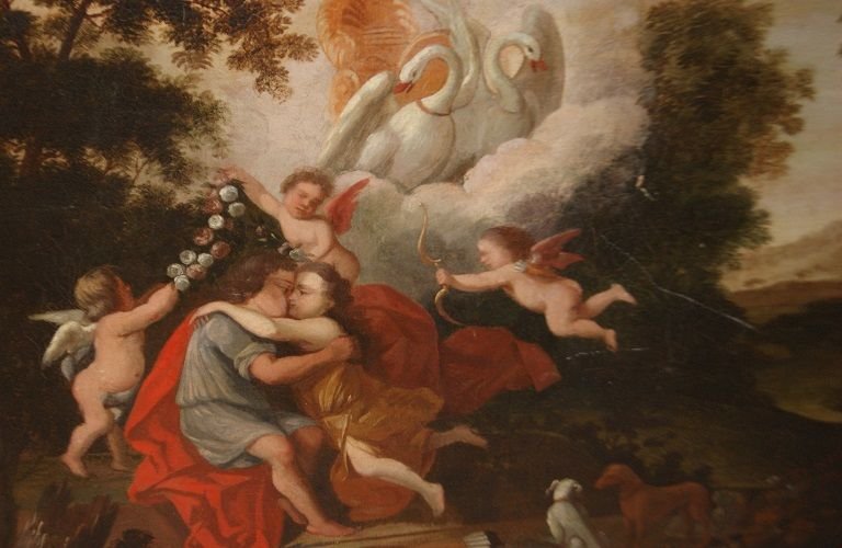  Huile Sur Toile Allégorie De l'Amour De 1700-photo-3