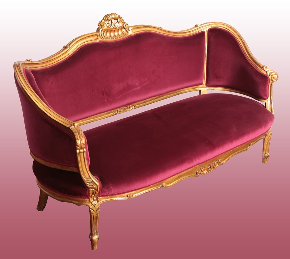 Beautiful Living Room Including A Sofa And 2 Tub Armchairs, French From The Late 1800s 
