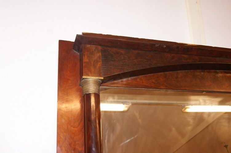 Large French Mirror From The Second Half Of The 1800s, Empire Style, In Mahogany Wood-photo-2