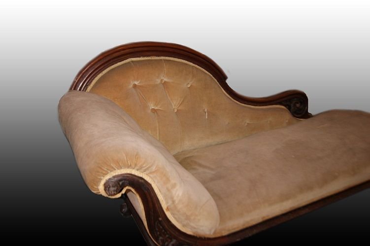English Dormeuse From The Second Half Of The 1800s, Victorian Style, In Walnut-photo-2