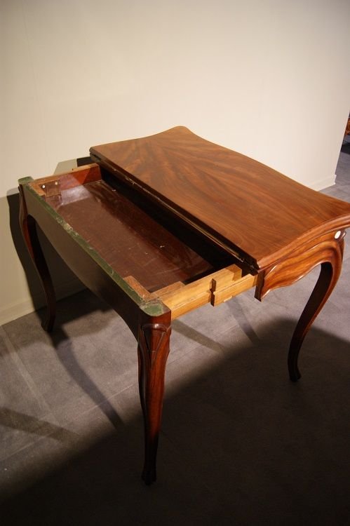 Paire De Tables à Jeux Louis Philippe Des Années 1800 En Bois d'Acajou-photo-1