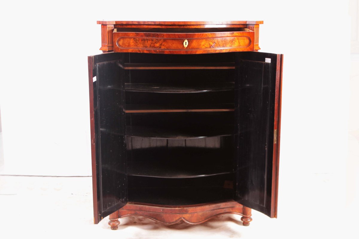 Mahogany And Mahogany Feather Sideboard With Two Doors, With Vertical Development-photo-3