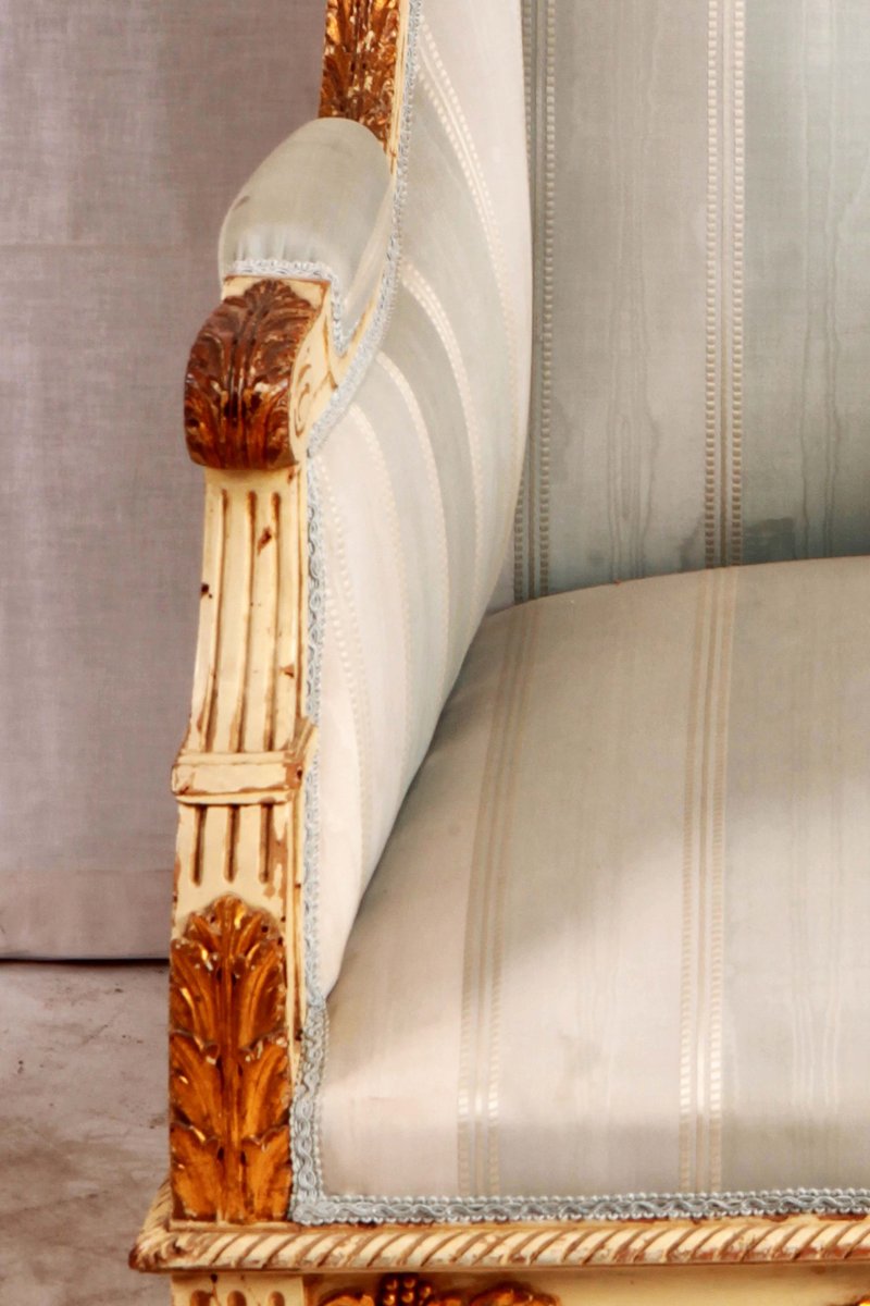 Pair Of Sumptuous Shepherdesses In Carved, Lacquered And Gilded Wood With Motifs And Friezes Ty-photo-4