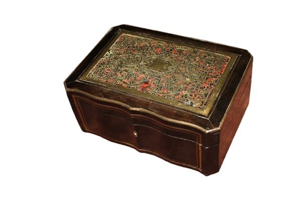 Boîte Boulle Française En ébène Et écaille Avec Incrustations En Laiton – Milieu Du XIXe Siècle-photo-2