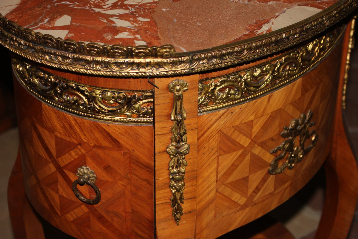 Table De Chevet Française Louis XV – Deuxième Moitié Du XIXe Siècle, Bois De Rose-photo-2