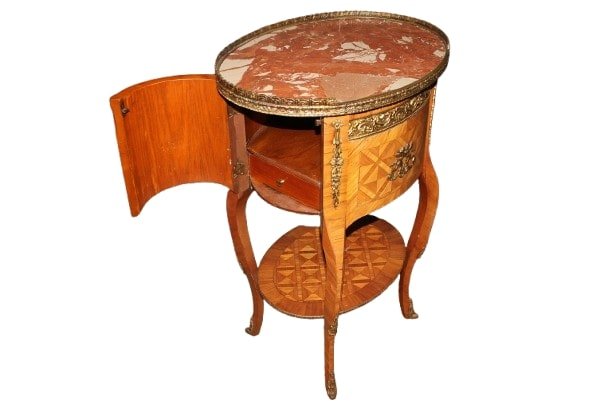 Table De Chevet Française Louis XV – Deuxième Moitié Du XIXe Siècle, Bois De Rose-photo-4