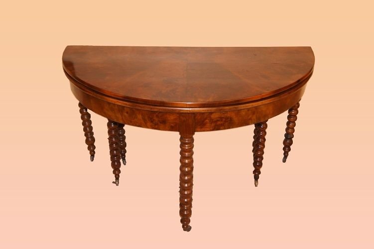 Table Console Crescent Extensible à 3 Mètres Des Années 1800 Françaises-photo-2