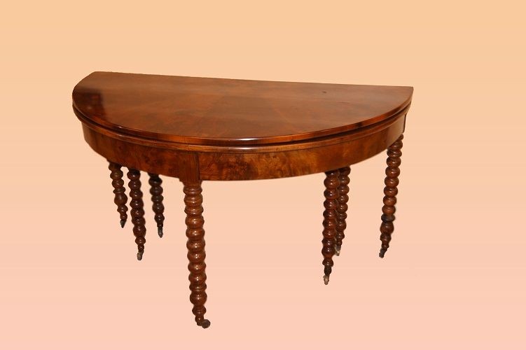 Table Console Crescent Extensible à 3 Mètres Des Années 1800 Françaises