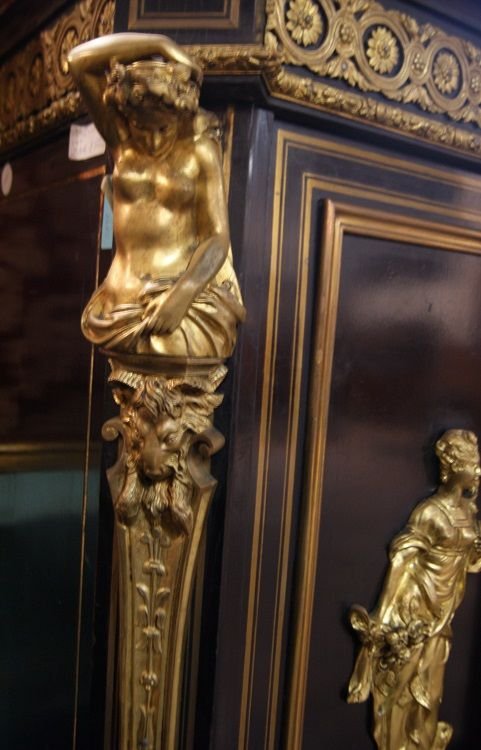 Enfilade Boulle 1800 Avec Applications En Bronze Et Pierres Semi-précieuses-photo-2
