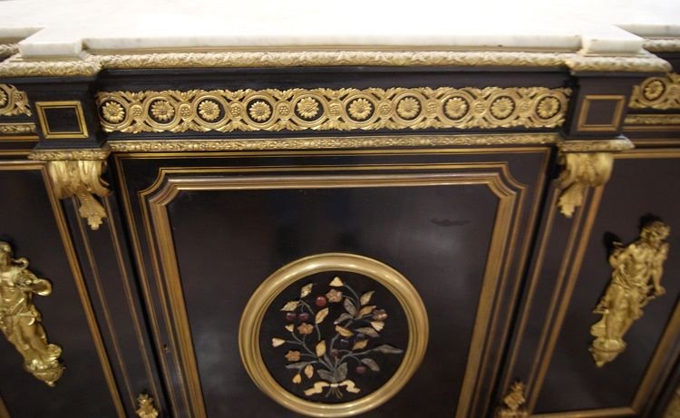 Enfilade Boulle 1800 Avec Applications En Bronze Et Pierres Semi-précieuses-photo-3