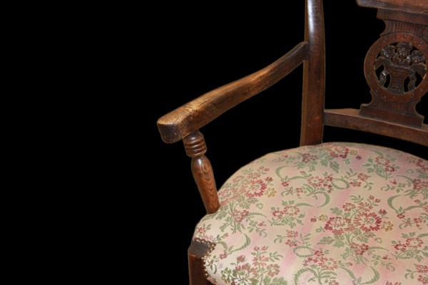 Groupe De 4 Chaises Fauteuils Rustiques Françaises De La Fin Du XIXe Siècle En Noyer-photo-1