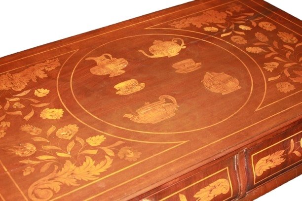 Table Bureau Néerlandaise En Acajou Marqueté – Début XIXe Siècle-photo-2