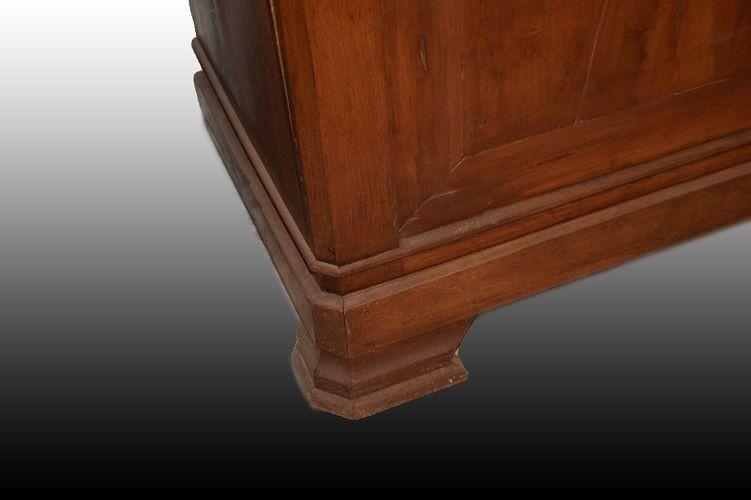 Large Italian Buffet Bookcase From The Early 1800s, Louis Philippe Style, In Walnut Wood. It Ha-photo-1