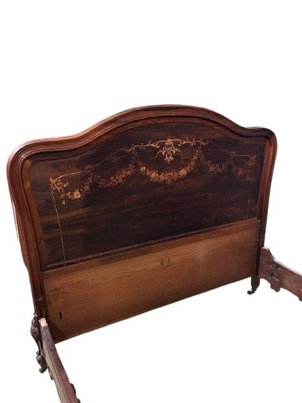 Lit Français Du XIXe Siècle – Style Louis XV En Bois De Palissandre Marqueté-photo-2