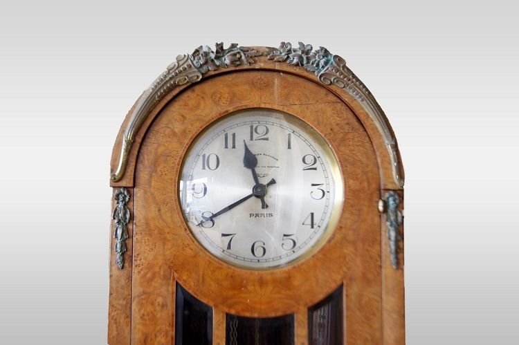 Pendule à Colonne De Style Déco Du Début Des Années 1900 En Bruyère d'Orme-photo-2