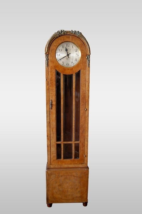 Pendule à Colonne De Style Déco Du Début Des Années 1900 En Bruyère d'Orme