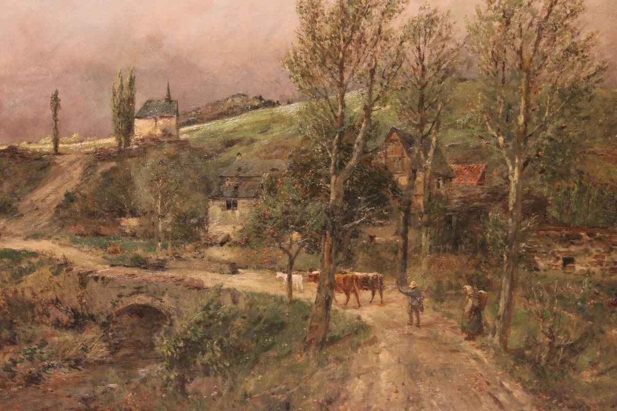 Oil On Canvas Dutch Painting From The First Half Of The 19th Century Depicting A Rural Scene, S-photo-2