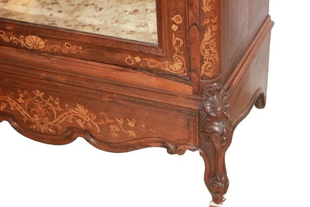 Armoire Française Du XIXe Siècle – Style Louis XV En Palissandre Marqueté-photo-3