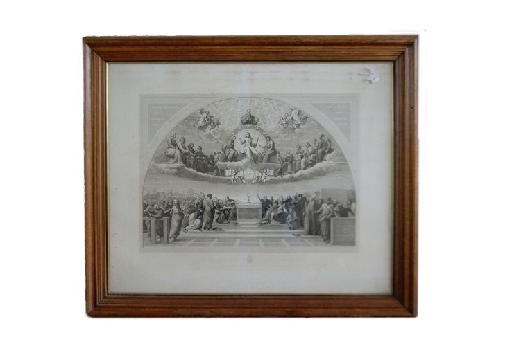 French Print From The Second Half Of 1800 Representing "the Last Judgment". The Main Concept Of