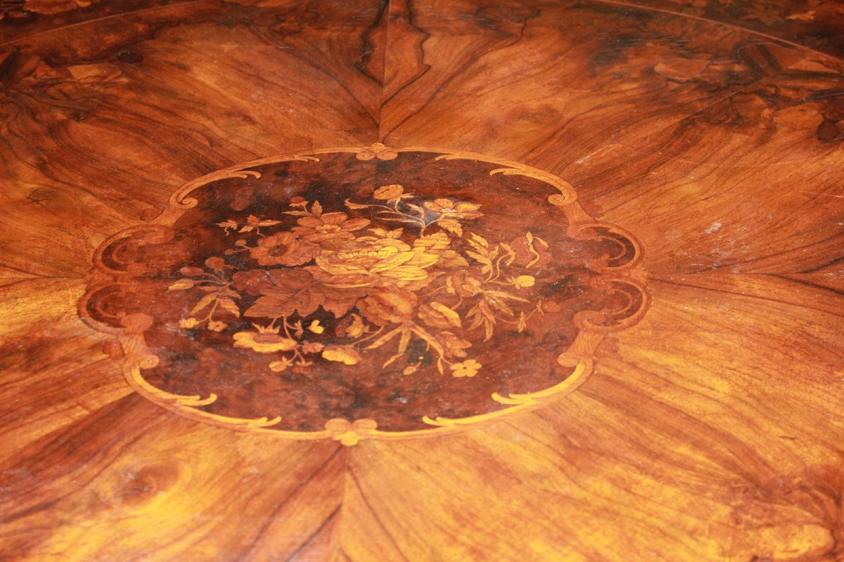 Table Ronde Anglaise Fixe Style Victorien En Noyer – Fin XIXe Siècle-photo-2