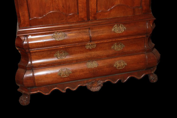 Buffet Trumeau Hollandais Du XVIIIe Siècle De Style Chippendale En Bois De Noyer-photo-4