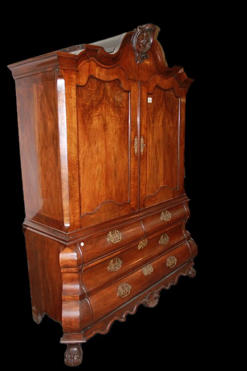 Buffet Trumeau Hollandais Du XVIIIe Siècle De Style Chippendale En Bois De Noyer-photo-3