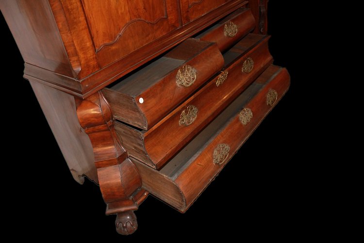 Buffet Trumeau Hollandais Du XVIIIe Siècle De Style Chippendale En Bois De Noyer-photo-5