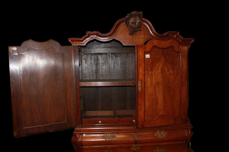 Buffet Trumeau Hollandais Du XVIIIe Siècle De Style Chippendale En Bois De Noyer-photo-6