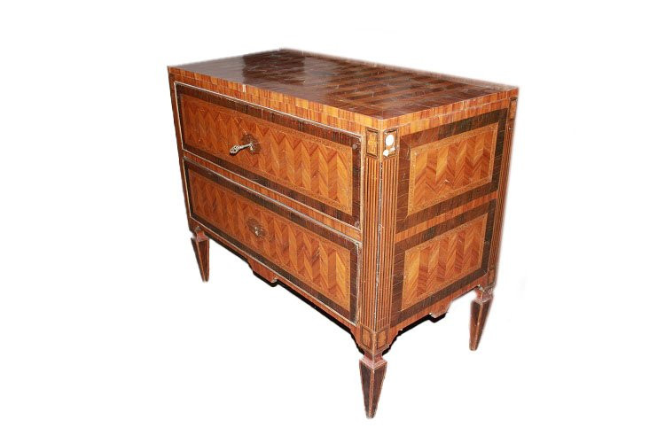 Magnificent Italian Piedmontese Chest Of Drawers From The Second Half Of The 1700s In Louis XVI-photo-4