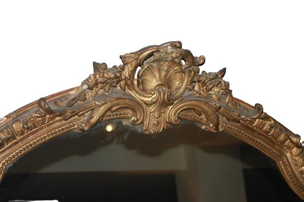 Large 19th Century French Giltwood Mirror – Louis XV Style, Gold Leaf-photo-2