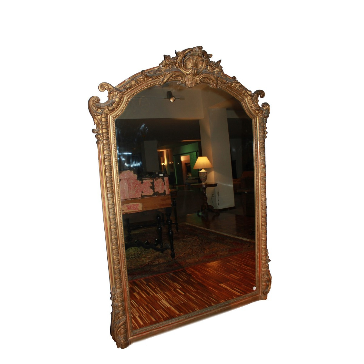 Large 19th Century French Giltwood Mirror – Louis XV Style, Gold Leaf