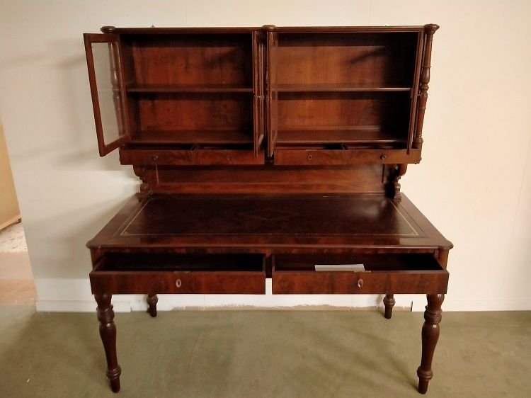 Bureau d'écriture Génois Italien Des Années 1800 Avec étagère De Vitrine-photo-3