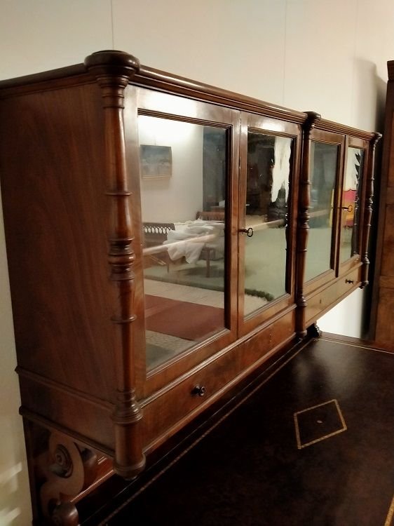 Bureau d'écriture Génois Italien Des Années 1800 Avec étagère De Vitrine-photo-4