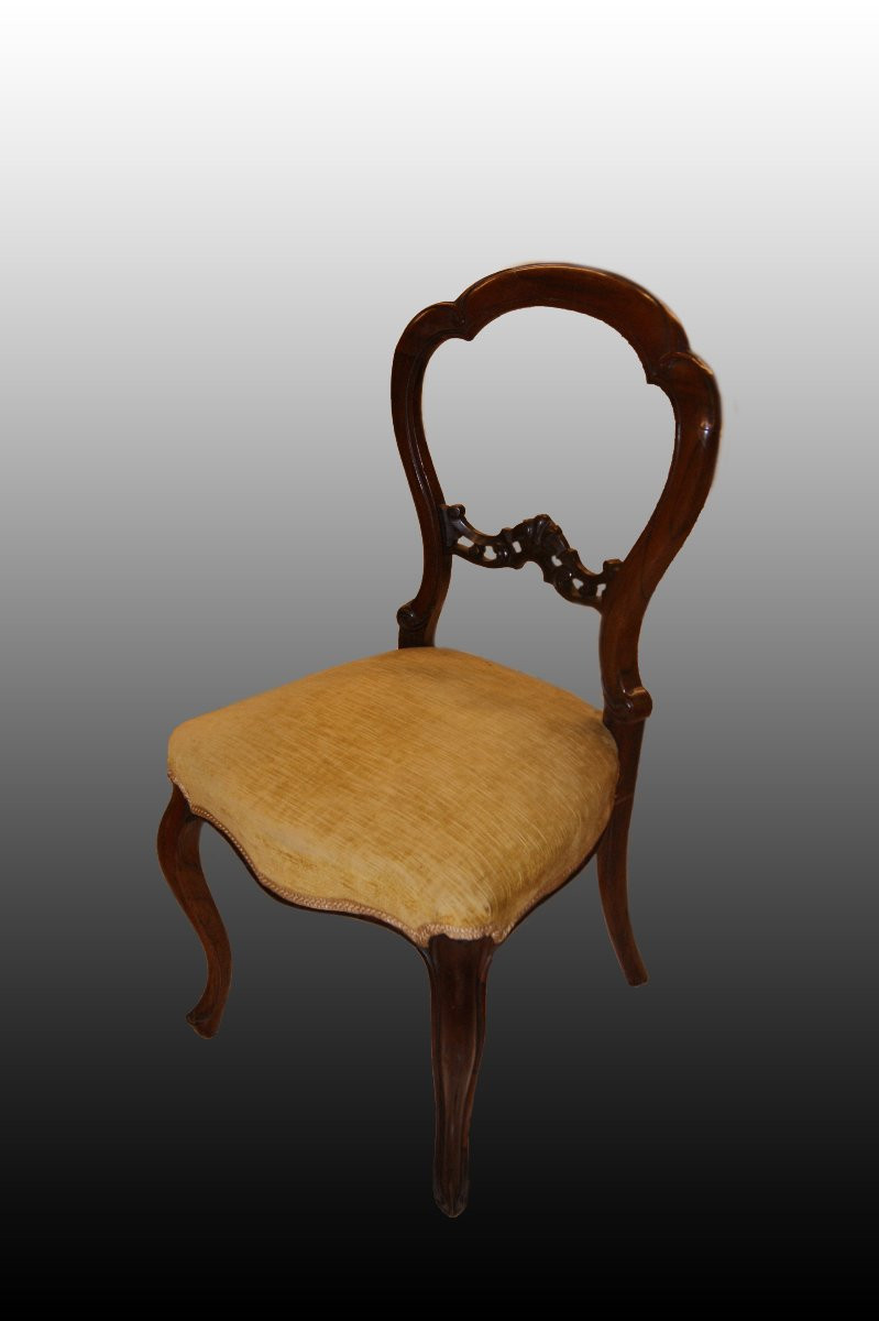 Group Of 4 Very Elegant French Chairs From The Second Half Of The 1800s, Louis Philippe Style, -photo-2