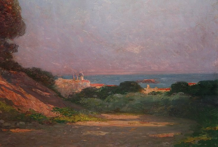 Huile Sur Toile Paysage Français Une Pinède En Bord De Mer - Joseph Perrachon 1883 - 1969-photo-4
