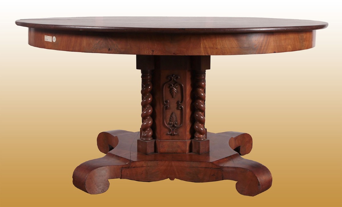 Table Circulaire Extensible En Acajou Des Années 1800, Style Carlo X