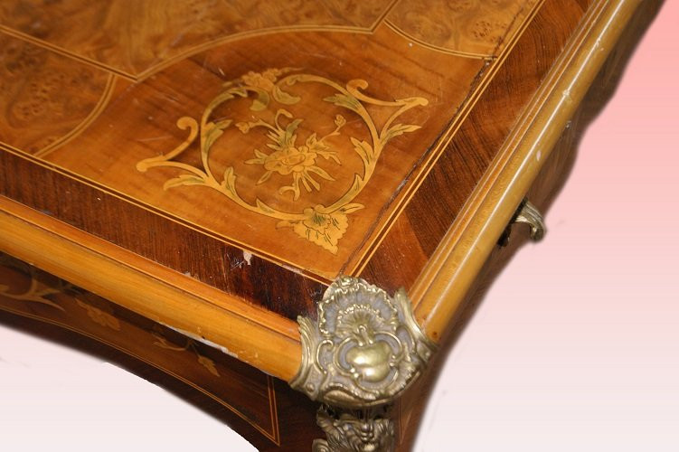 Stunning French Writing Desk From The First Half Of The 1800s, Louis XV Style, Made Of Walnut -photo-3
