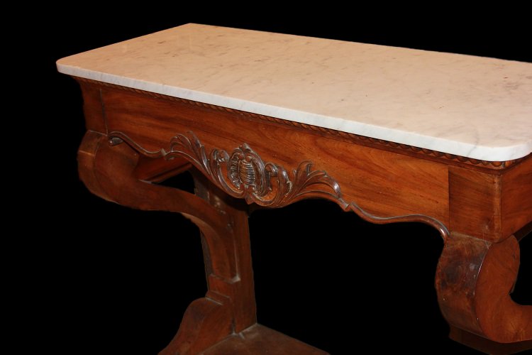 French Console From The Second Half Of The 19th Century, Louis Philippe Style, Made Of Figured -photo-2