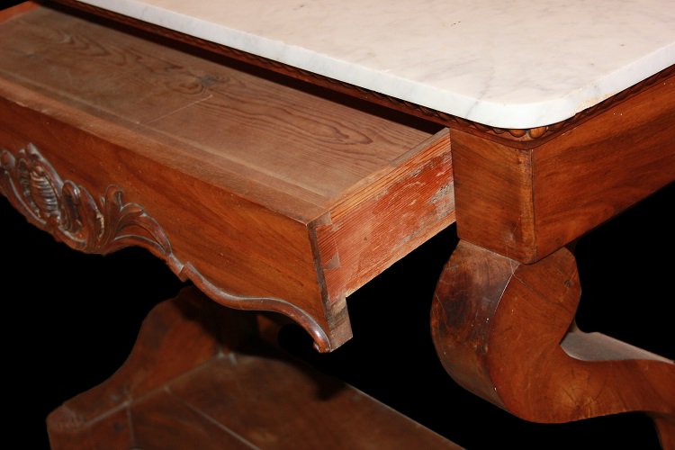 French Console From The Second Half Of The 19th Century, Louis Philippe Style, Made Of Figured -photo-3
