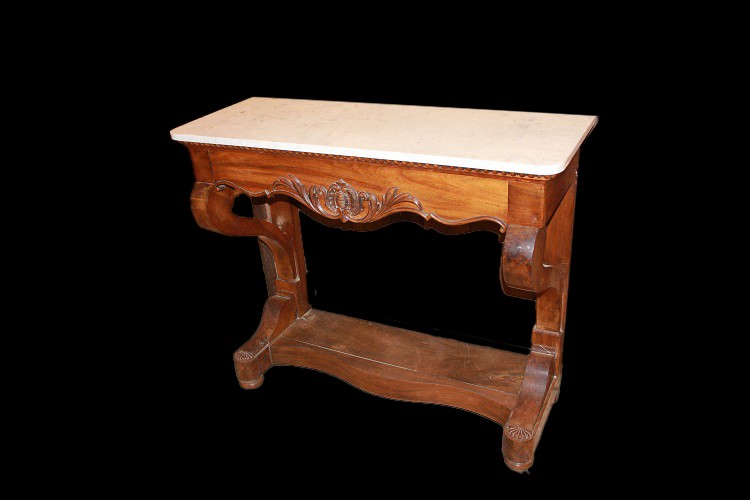 French Console From The Second Half Of The 19th Century, Louis Philippe Style, Made Of Figured 