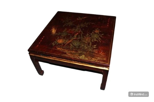 Petite Table Basse Chinoise Du Début Des Années 1900 Ornée De Peintures-photo-2