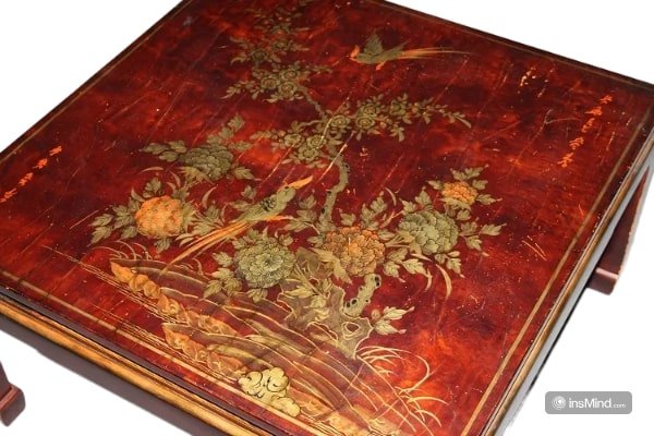 Petite Table Basse Chinoise Du Début Des Années 1900 Ornée De Peintures-photo-3