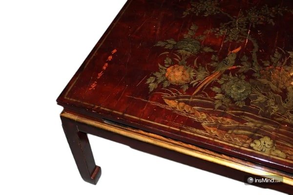Petite Table Basse Chinoise Du Début Des Années 1900 Ornée De Peintures-photo-4
