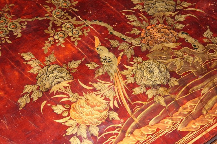 Petite Table Basse Chinoise Du Début Des Années 1900 Ornée De Peintures-photo-4