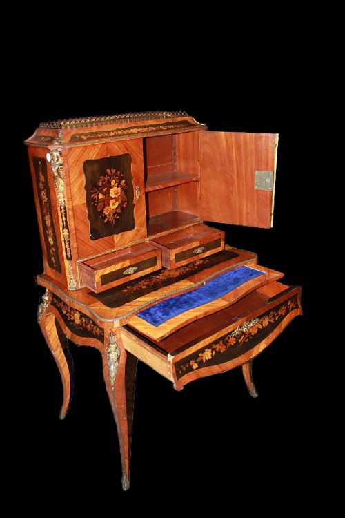 French Credenza Cabinet From The First Half Of The 1800s, Louis XV Style, Crafted In Rosewood -photo-3