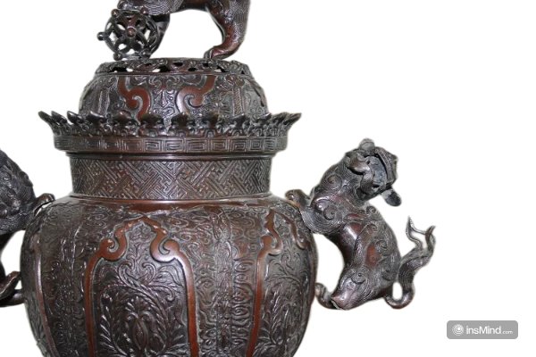 Grand Vase Chinois En Métal Du 19e Siècle Avec Des Chiens De Foo-photo-4