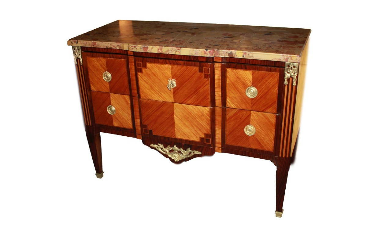 French Chest Of Drawers From The 19th Century, Louis XVI Style In Bois De Rose Wood