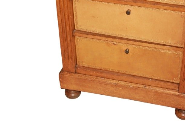 Septuor porte-documents français en bois de cerisier et cuir – Style Louis Philippe XIXe siècle-photo-4